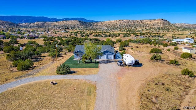 drone / aerial view with a mountain view