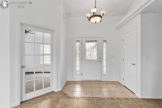 121 Mourning Dove Dr, Canon City, CO 81212 - tiled entrance foyer with a chandelier and high vaulted ceiling
