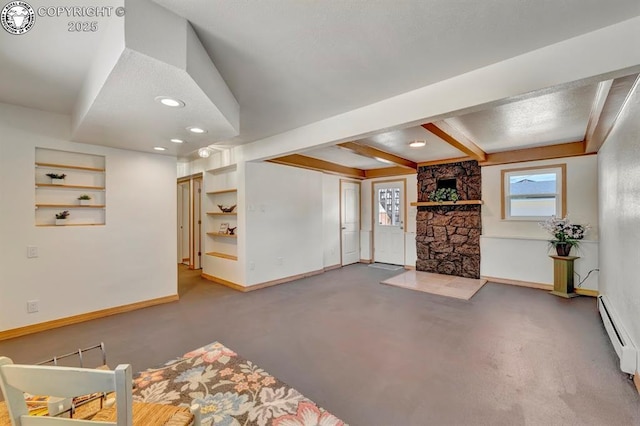 4401 Saint Clair Ave, Pueblo, CO 81005 - entryway featuring baseboards, recessed lighting, a baseboard radiator, and beamed ceiling