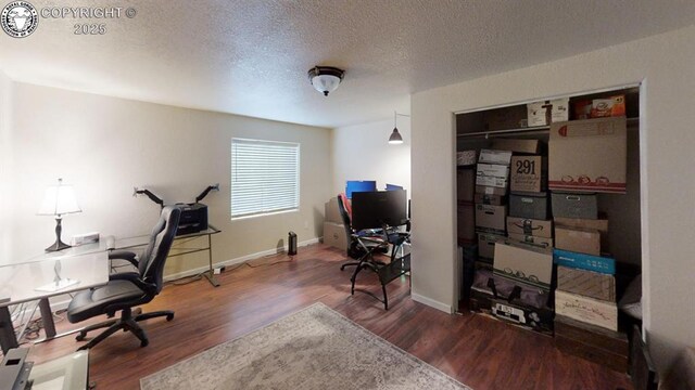 1018 S Camino De Bravo, Pueblo West, CO 81007 - office area with wood finished floors, a textured ceiling, and baseboards
