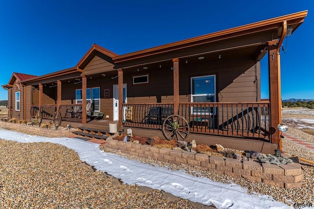 view of front of home featuring covered porch