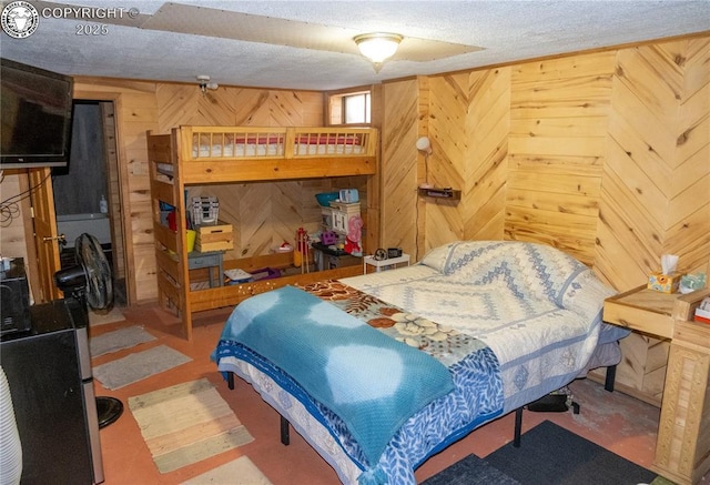 430 Broadway St, Silver Cliff, CO 81252 - bedroom with wooden walls and a textured ceiling