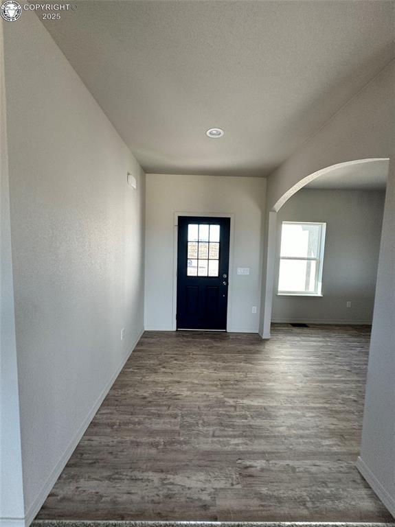 foyer with hardwood / wood-style flooring