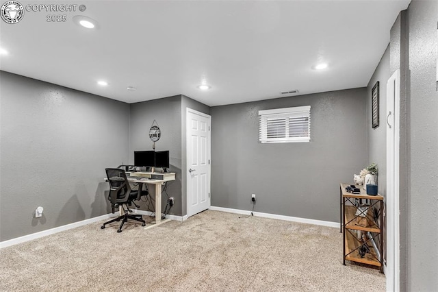 3065 Pear St, Canon City, CO 81212 - office area featuring recessed lighting, carpet floors, and baseboards