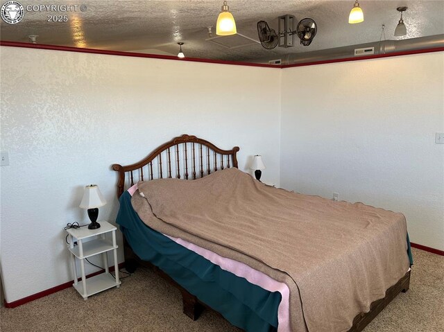 5105 Electric Ave, Westcliffe, CO 81252 - bedroom with carpet, baseboards, and a textured ceiling