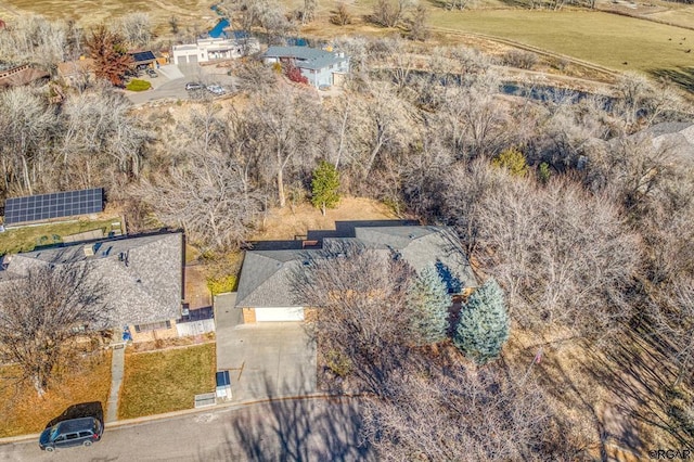 birds eye view of property featuring a rural view