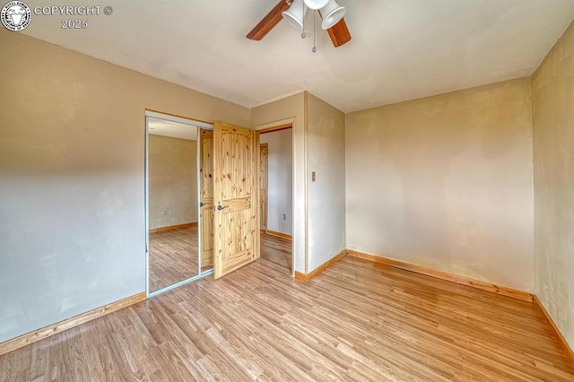 421 Bull Domingo Ln, Westcliffe, CO 81252 - unfurnished bedroom featuring light wood-style flooring and ceiling fan