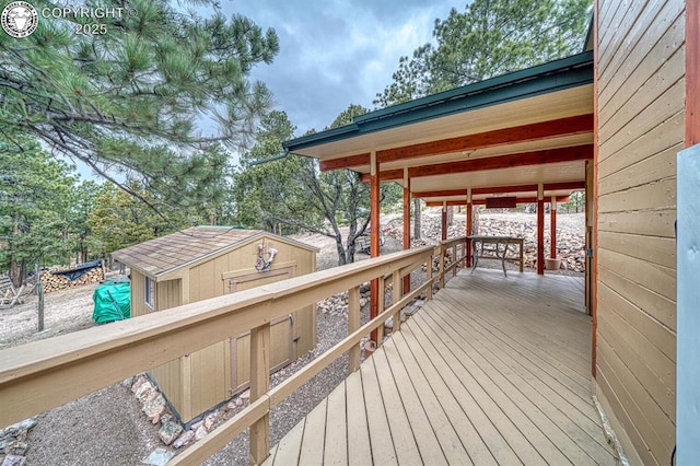 421 Bull Domingo Ln, Westcliffe, CO 81252 - wooden deck featuring a storage unit