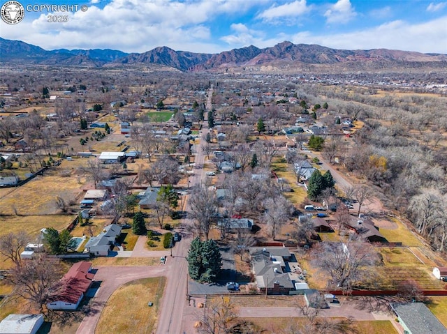 aerial view with a mountain view