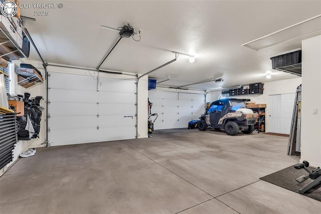 garage with a garage door opener