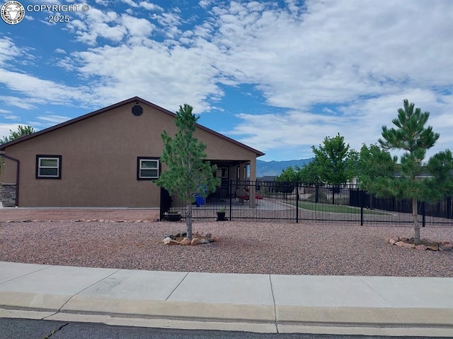 exterior space featuring a mountain view