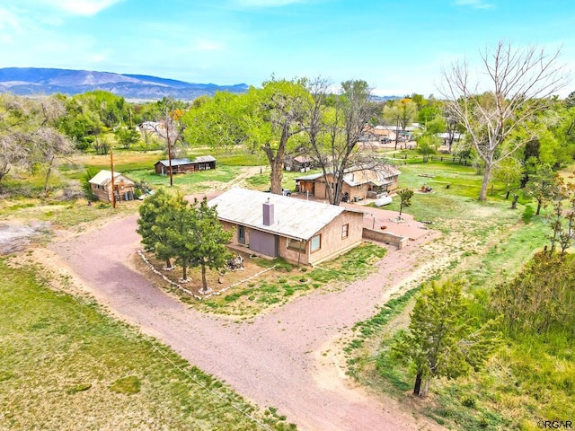 bird's eye view with a mountain view