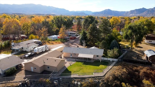 aerial view with a mountain view