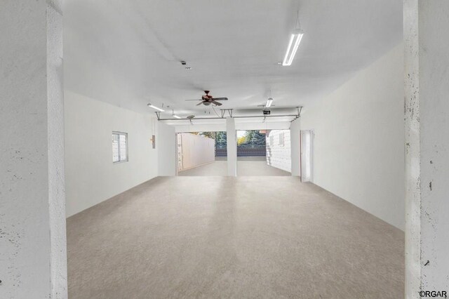 garage with ceiling fan