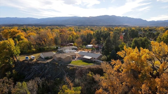 bird's eye view with a mountain view