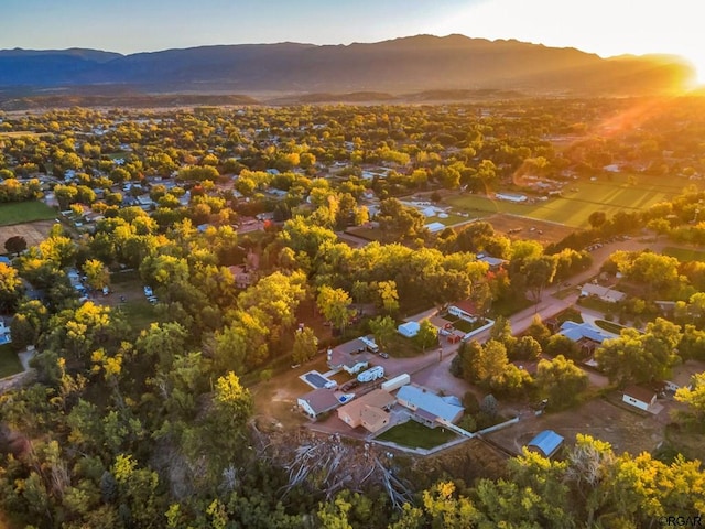 drone / aerial view with a mountain view