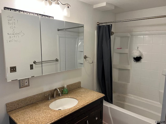 bathroom with vanity and shower / tub combo