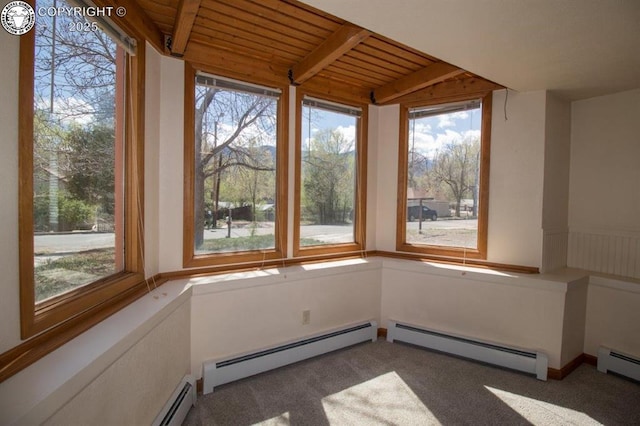 2324 W Willamette Ave, Colorado Springs, CO 80904 - unfurnished sunroom featuring beam ceiling and a baseboard radiator
