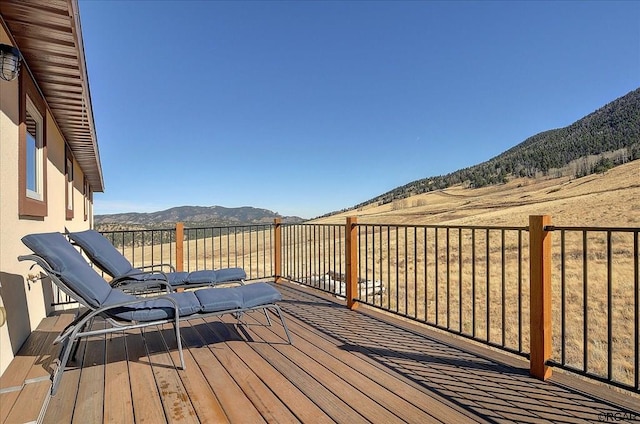 deck with a mountain view