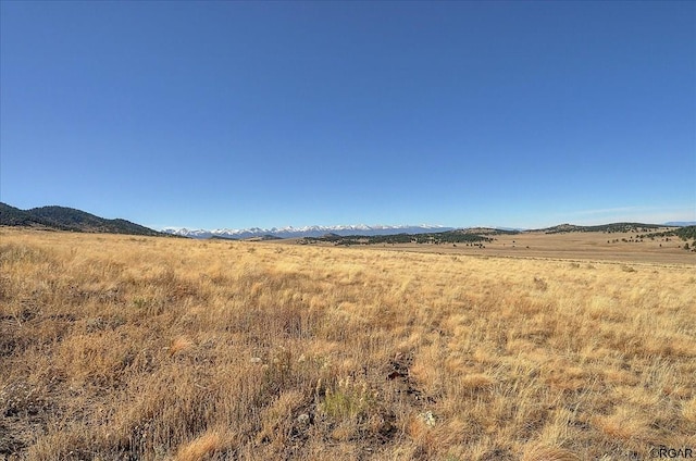 view of landscape with a rural view and a mountain view