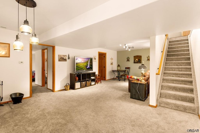 living room with carpet floors