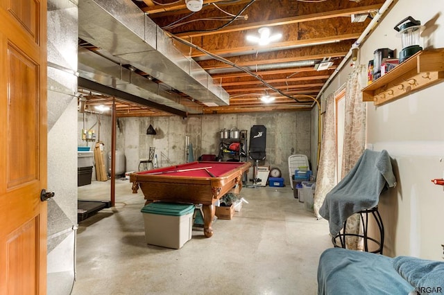 playroom featuring pool table and concrete floors