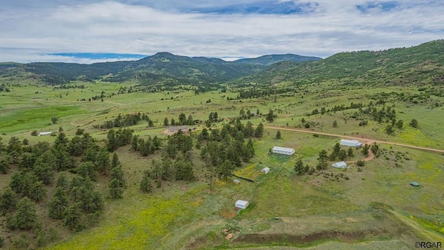 aerial view with a mountain view