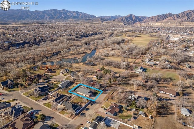 aerial view featuring a mountain view