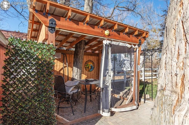 view of outbuilding featuring exterior bar