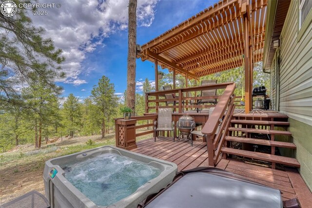 575 Wykagyl Rd, Westcliffe, CO 81252 - wooden terrace featuring hot tub deck surround