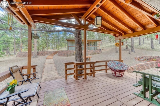 575 Wykagyl Rd, Westcliffe, CO 81252 - wooden deck with an outdoor structure