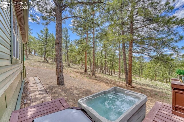 575 Wykagyl Rd, Westcliffe, CO 81252 - wooden deck featuring an outdoor hot tub