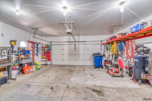 garage with a garage door opener