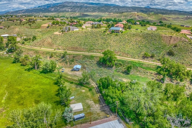 bird's eye view with a mountain view