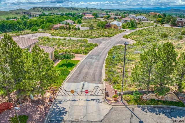 birds eye view of property featuring a mountain view