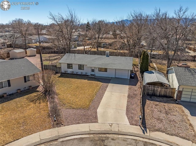 birds eye view of property with a residential view