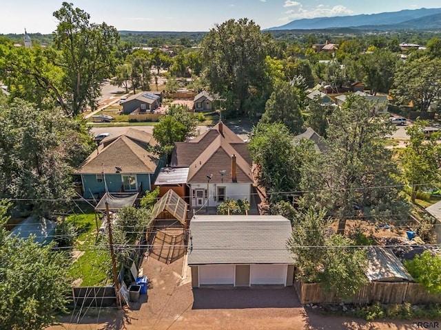 aerial view with a mountain view