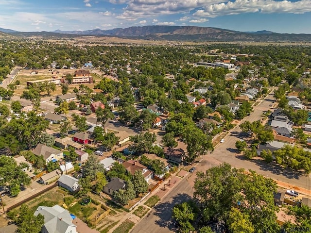 bird's eye view featuring a residential view and a mountain view