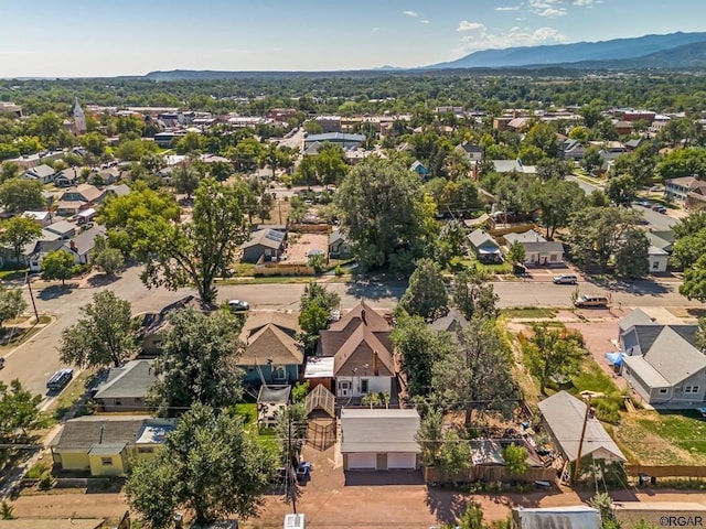 aerial view with a residential view and a mountain view