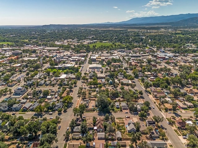 birds eye view of property featuring a residential view and a mountain view