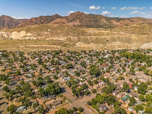 birds eye view of property featuring a residential view and a mountain view