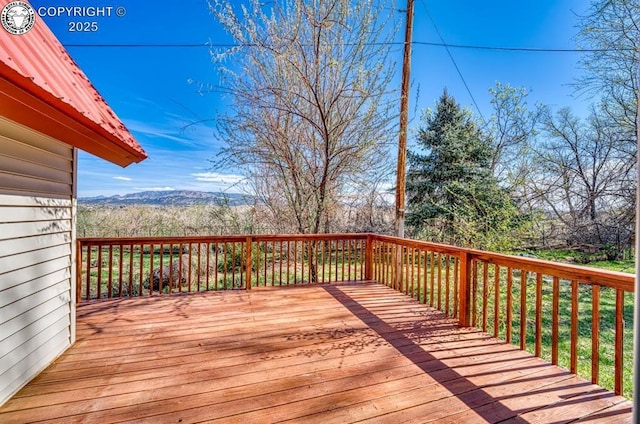 deck with a mountain view