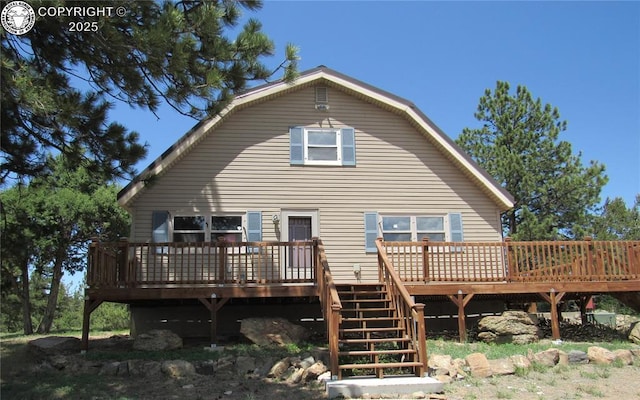 855 Ernest Ave, Westcliffe, CO 81252 - back of house featuring a deck, stairs, and a gambrel roof