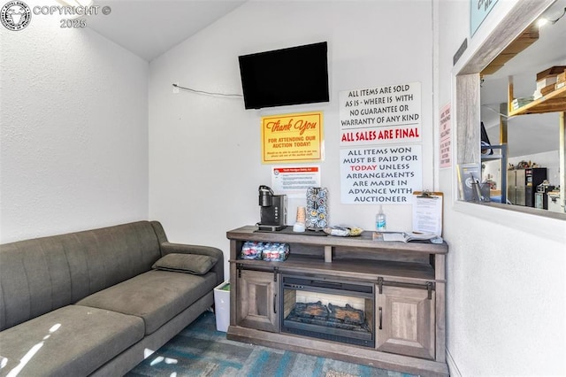 855 5th St, Penrose, CO 81240 - living room with lofted ceiling and a textured wall