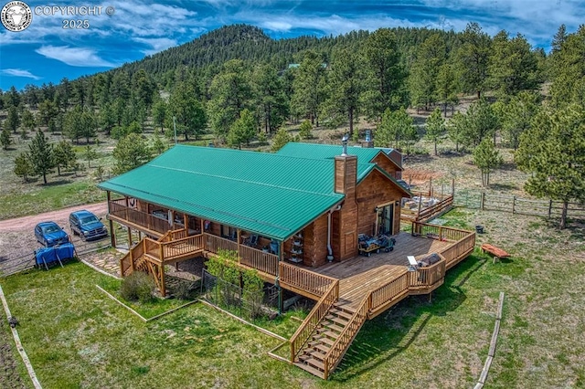 bird's eye view featuring a forest view