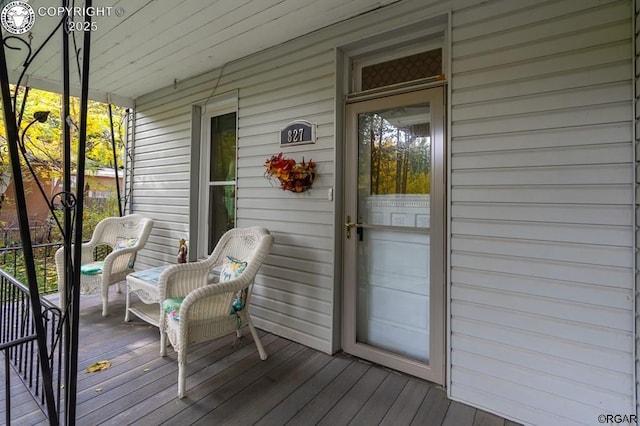 wooden deck with a porch