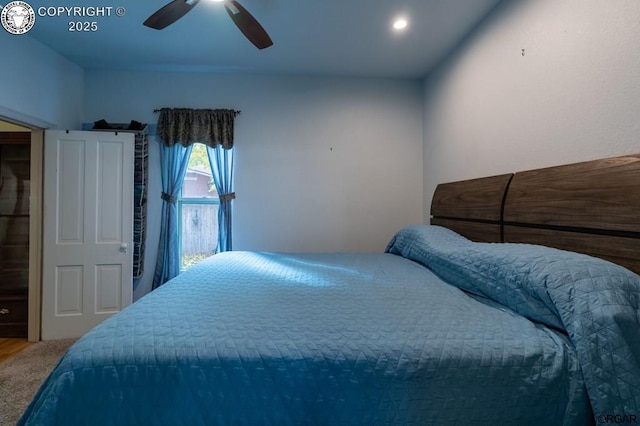 bedroom featuring ceiling fan