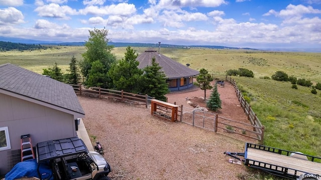 aerial view featuring a rural view