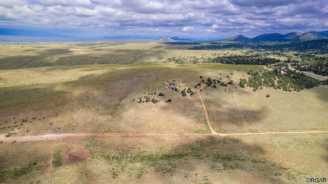 birds eye view of property with a mountain view