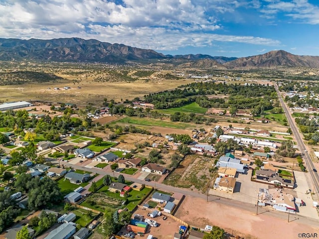 aerial view with a mountain view